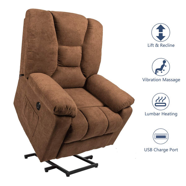 Multifunctional Massage Rocking Chair, Leather Lounge Chair with Heat, Vibration Function, Comfy Glider Rocker with Adjustable Footrest, Electric Mass