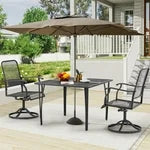 3 Pieces Patio Dining Set Dark Grey00-01