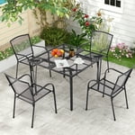 4 Pieces Patio Dining Set，dark grey