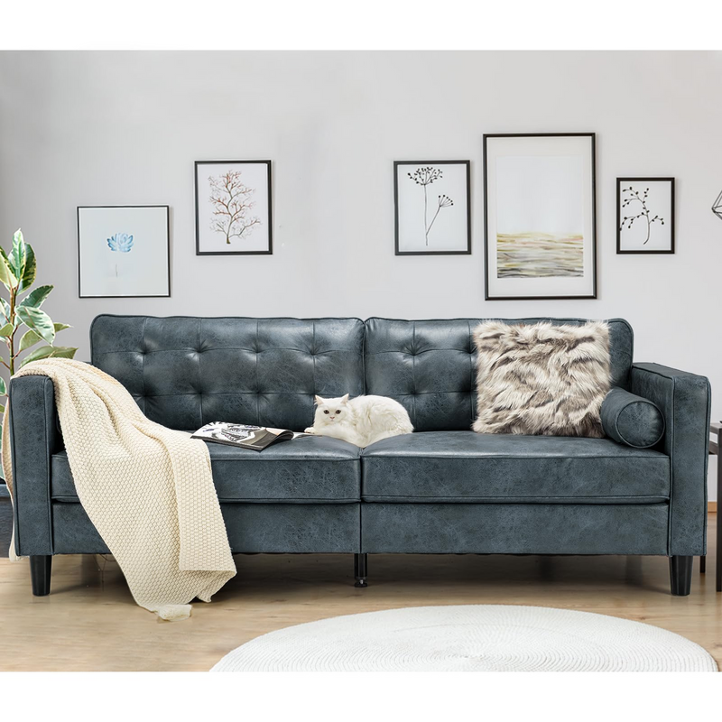 AECOJOY Leather Couch Sofa Blue