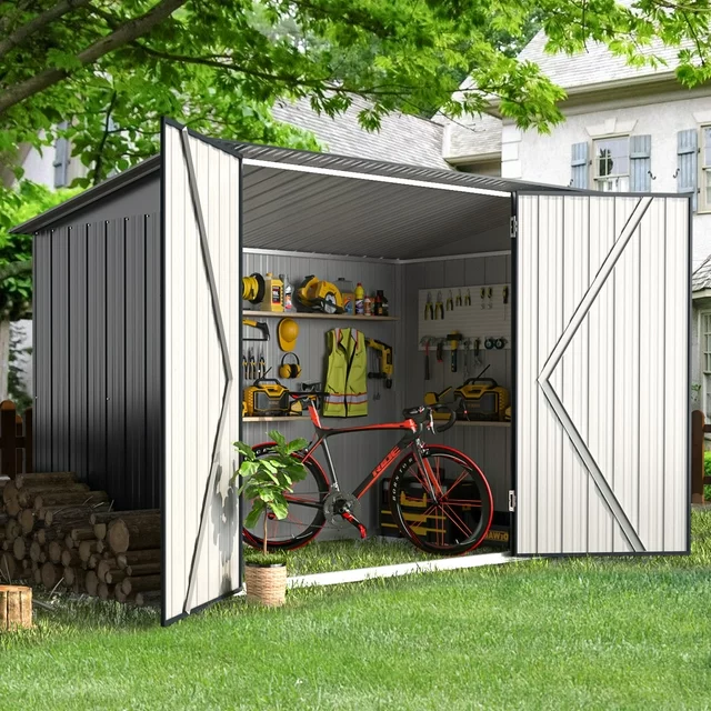 AECOJOY Outdoor Storage Shed, 3 x 7 Ft Bike Sheds