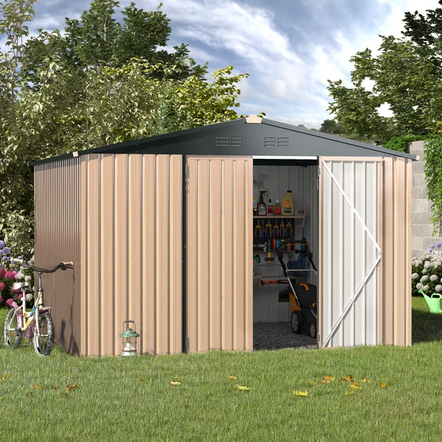 AECOJOY 10' x 8' Outdoor Metal Storage Shed