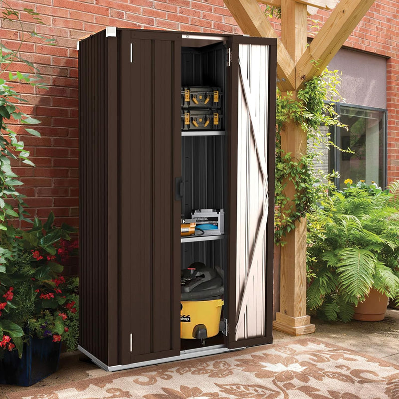 Outdoor Storage Cabinet Metal Organizer brown