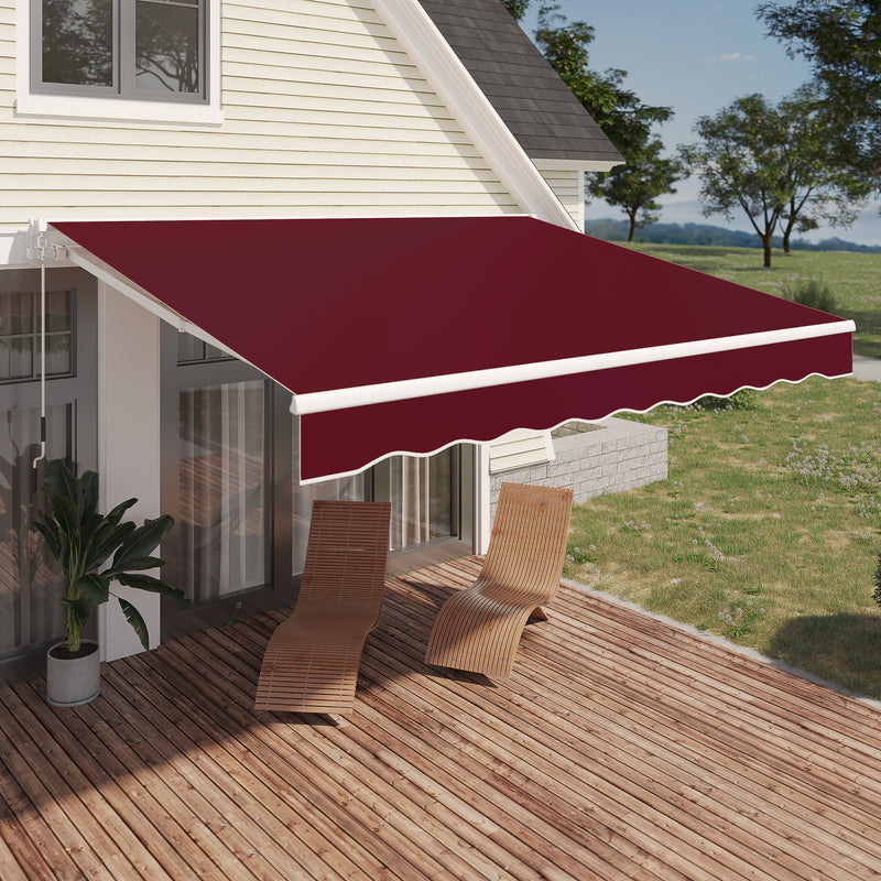 13'×9.8' Manual Retractable Awning,wine red