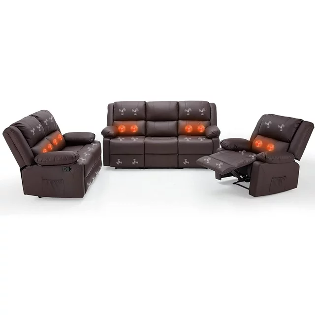 3 Pieces Recliner Sofa Set with Massage Heated Function