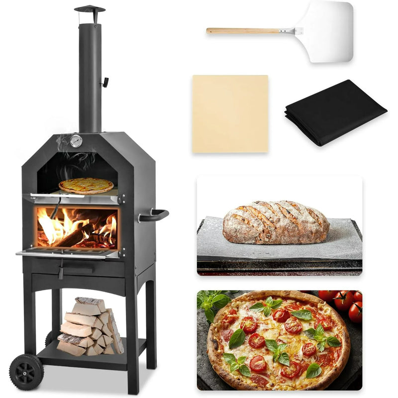 Outdoor Pizza Oven with Waterproof Cover,Black