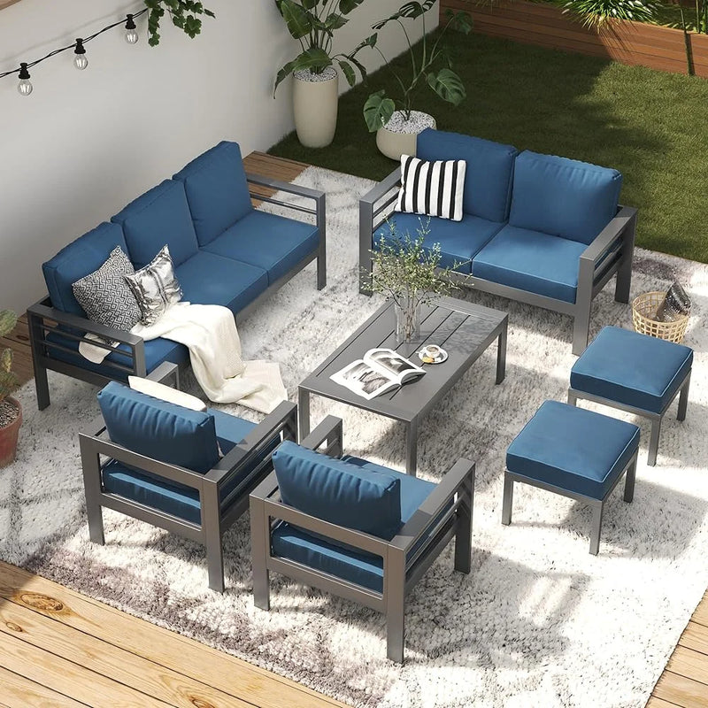 7 Pieces Aluminum Patio Furniture Sets on sale,Blue