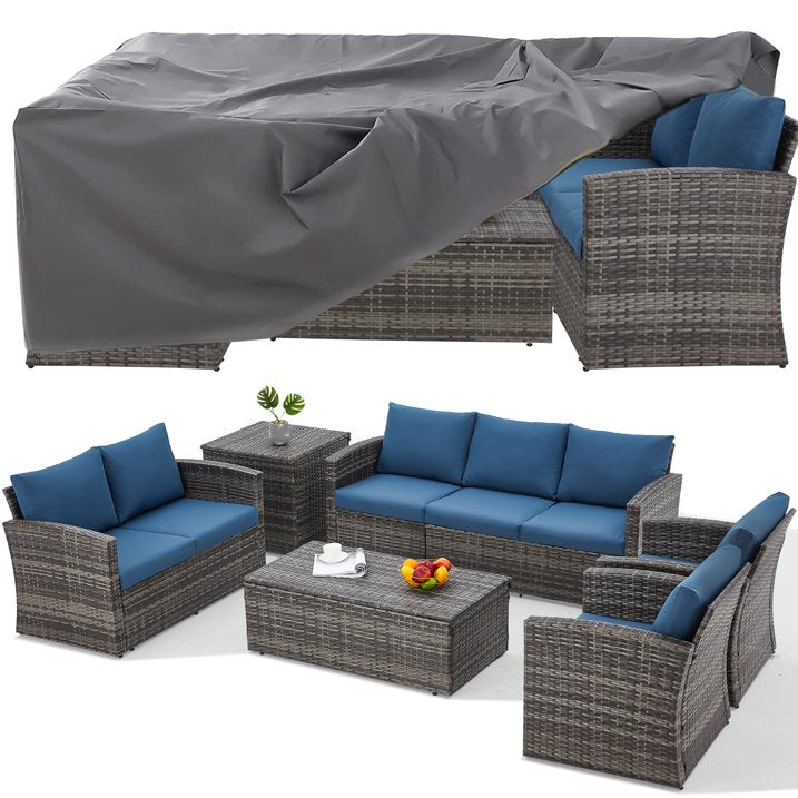 7 Pieces Patio Furniture Set-Blue