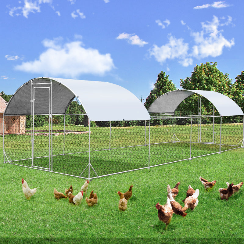 196 Sq.Ft Chicken Coop Run Large Dome Walk-in Metal Chicken Cage