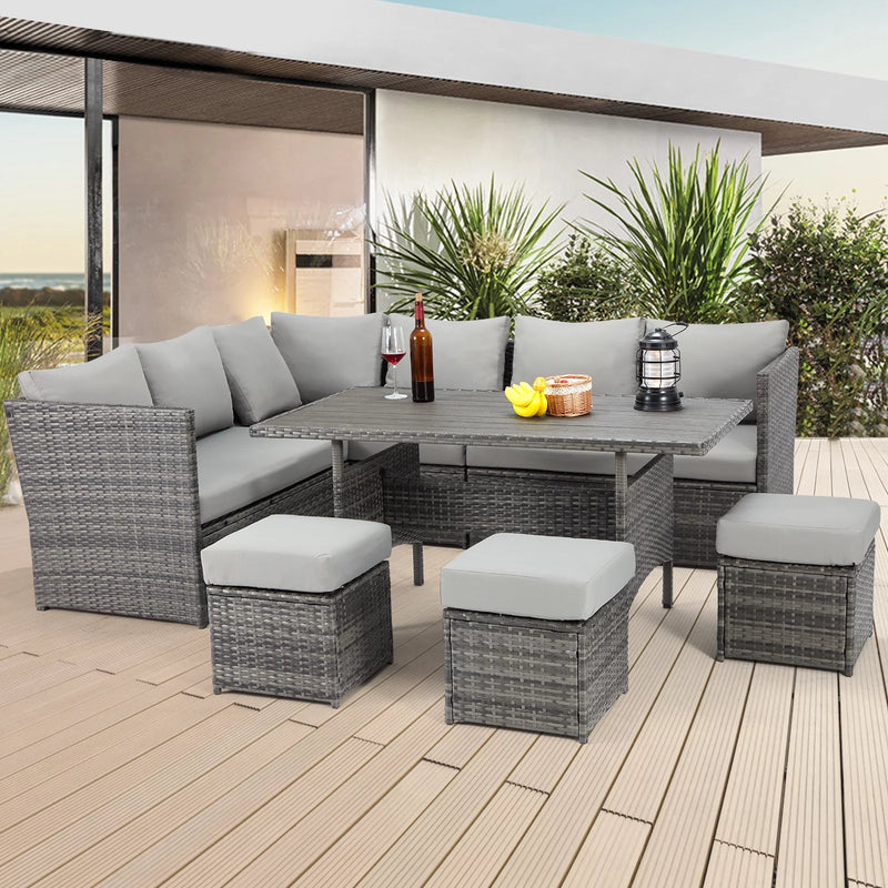 Danrelax 7-Pieces Patio Conversation Set, Outdoor Sectional Sofa grey