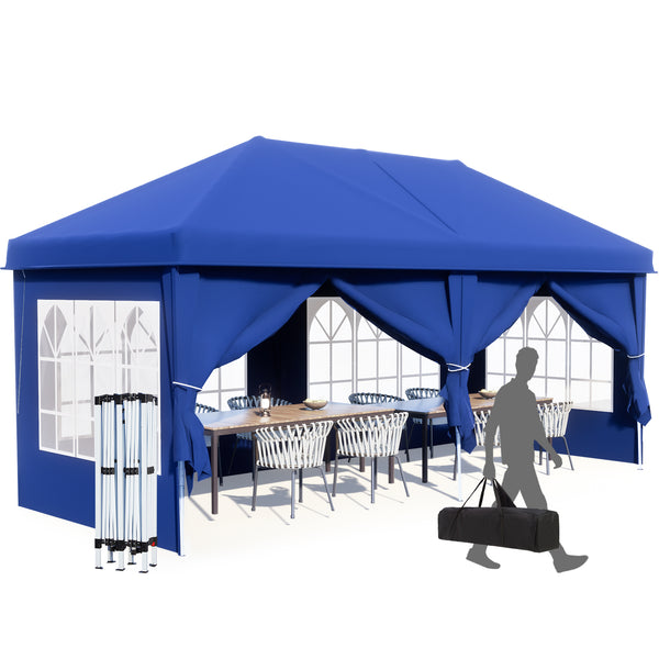 AVAWING 10 x 20 Canopy Tents with Sidewalls Popup Patio Wedding Gazebo Folding Tents for Camping Instant Tent for Parties, Waterproof, Blue