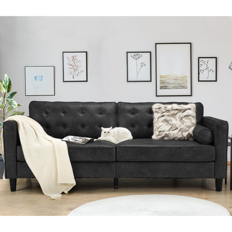 AECOJOY Leather Couch Sofa 84.2” black