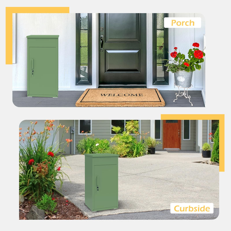 AECOJOY Package Delivery Boxes for Outside Parcel Drop Box Outdoor Storage Box Wall Mounted Express Mail Package Delivery Box 17" x 16" x 38.3" Green