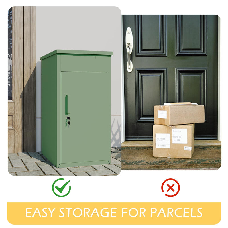 AECOJOY Package Delivery Boxes for Outside Parcel Drop Box Outdoor Storage Box Wall Mounted Express Mail Package Delivery Box 17" x 16" x 38.3" Green