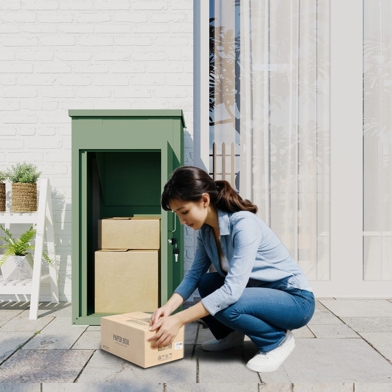 AECOJOY Package Delivery Boxes for Outside Parcel Drop Box Outdoor Storage Box Wall Mounted Express Mail Package Delivery Box 17" x 16" x 38.3" Green