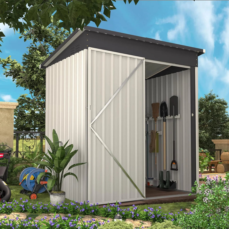 5'x 3' Metal Outdoor Storage Shed white