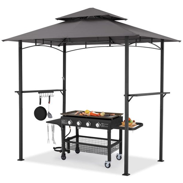 8' x 5' Outdoor Grill Gazebo Gray