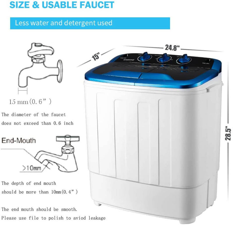 HOMHUM Portable Mini Compact Twin Tub Washing Machine w/Wash and Spin –  Homhum