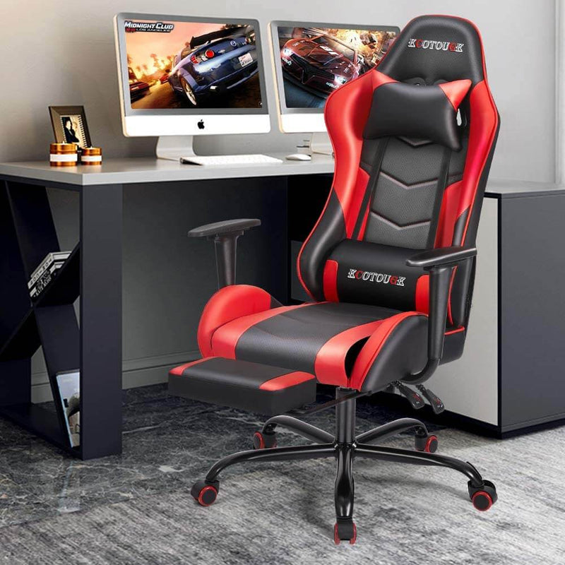 Gaming Chair Computer Massage Chair Reclining Office Chair with Footrest  Lumbar Massage Support Adjustable High Back PU Leather Ergonomic Game Chair