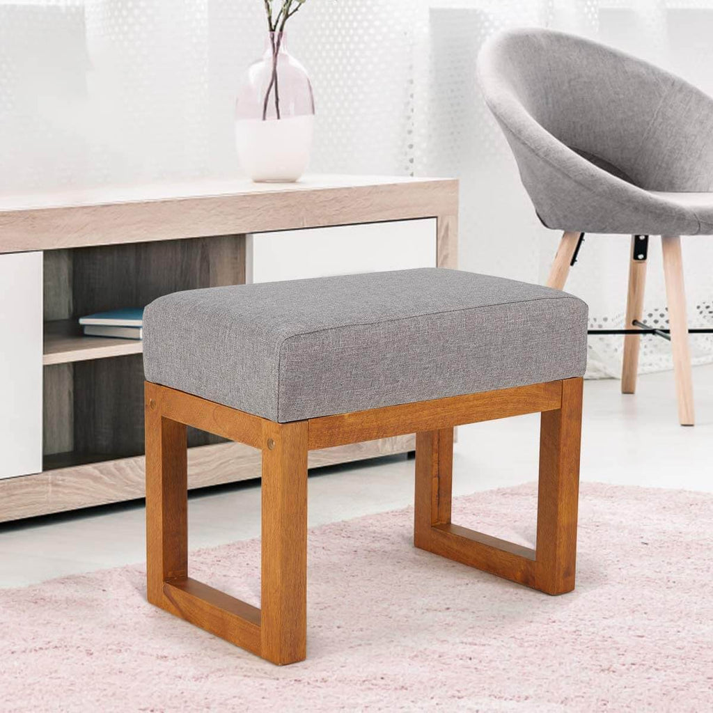 HOMCOM 16 Cube Modern Linen Fabric Pouf Footrest Ottoman - Grey