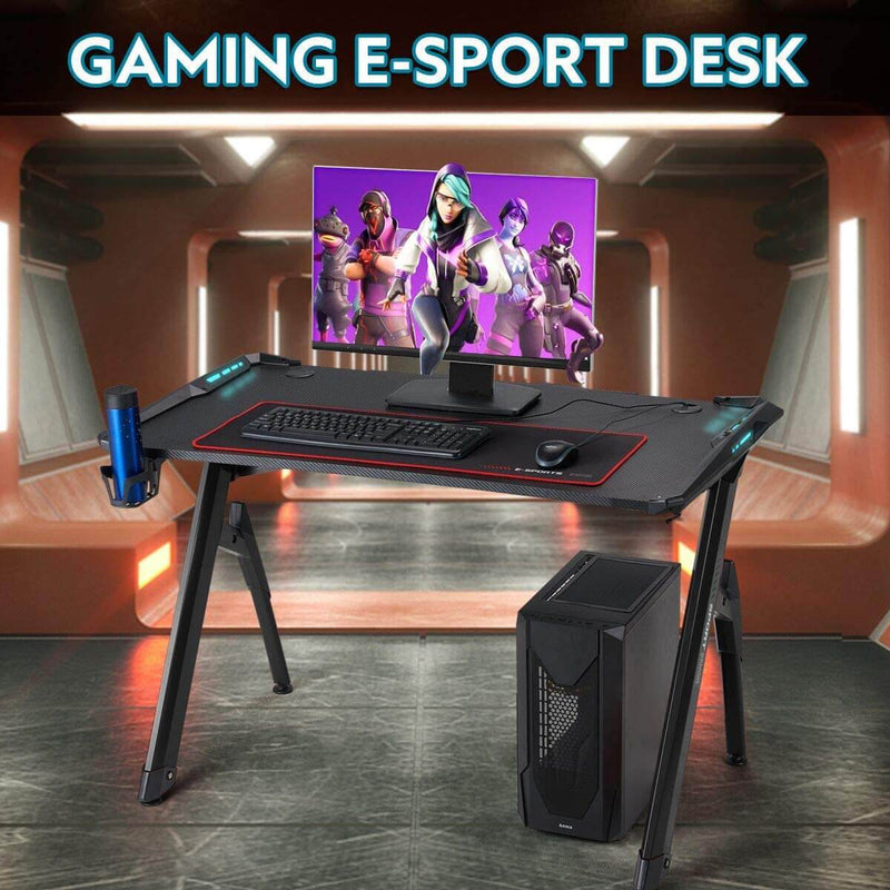 Gaming Desk with LED RGB Lights 47 Inch PC Computer Desk Y Shaped
