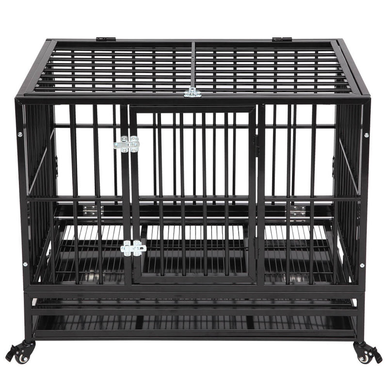 36” Heavy Duty Dog Cage Crates Metal Dog or Pet Crate Kennel with Tray Black