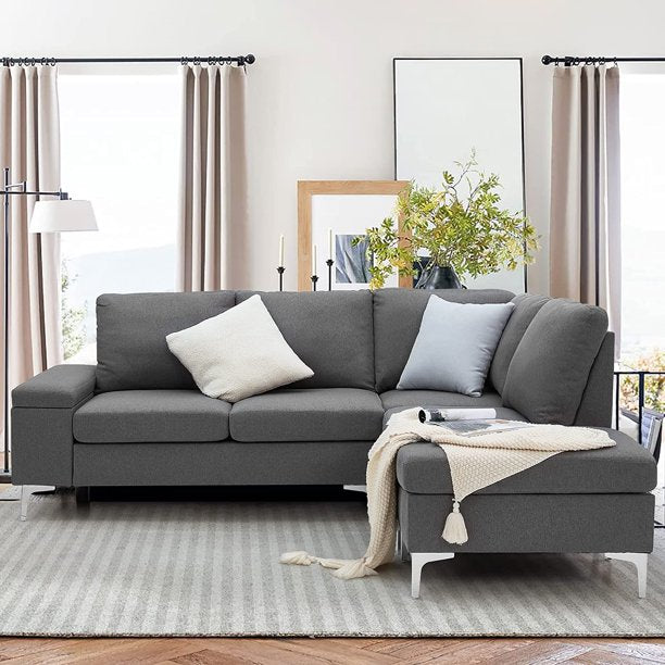 85.5" Right Facing Sectional Sofa in Gray