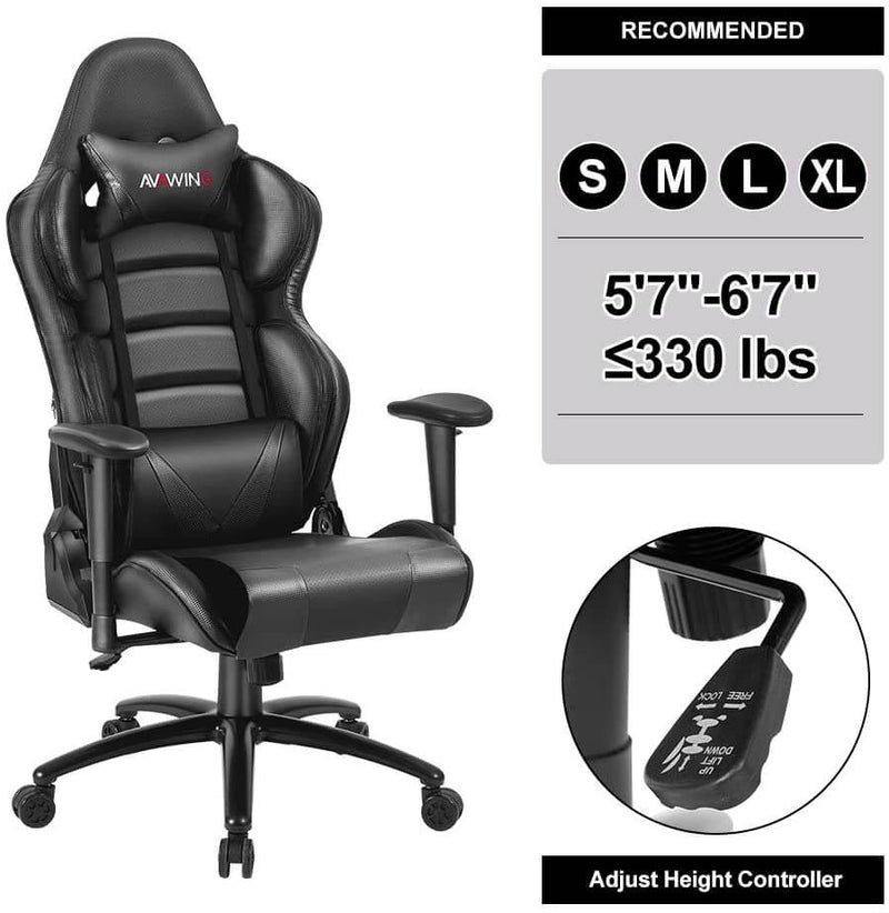 Gaming Chair Racing Office Chair, Ergonomic High Back Desk Chair Heigh –  Homhum